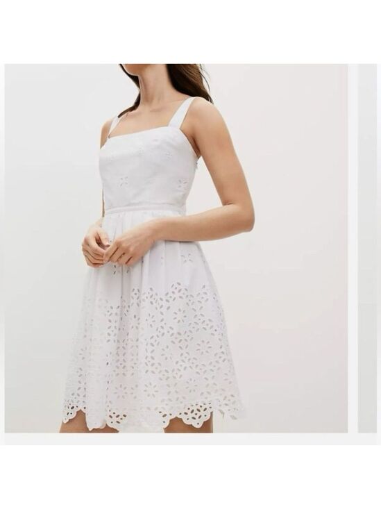 LOFT Dresses & Skirts - LOFT White Eyelet corset Mini Dress Sz 16 New